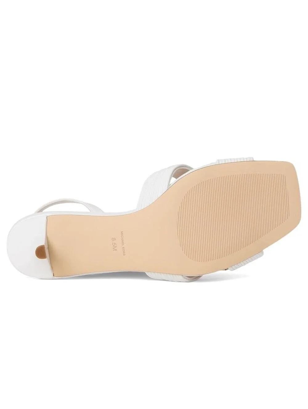 Michael Kors Womens Alessia Kitten-Heel Sandal Shoes Optic White Smooth 6.5M